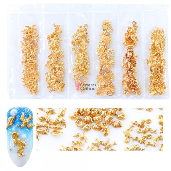 Decoratiuni 3D Metalice Aurii Combinate, Set de 200 bucati Cod M001